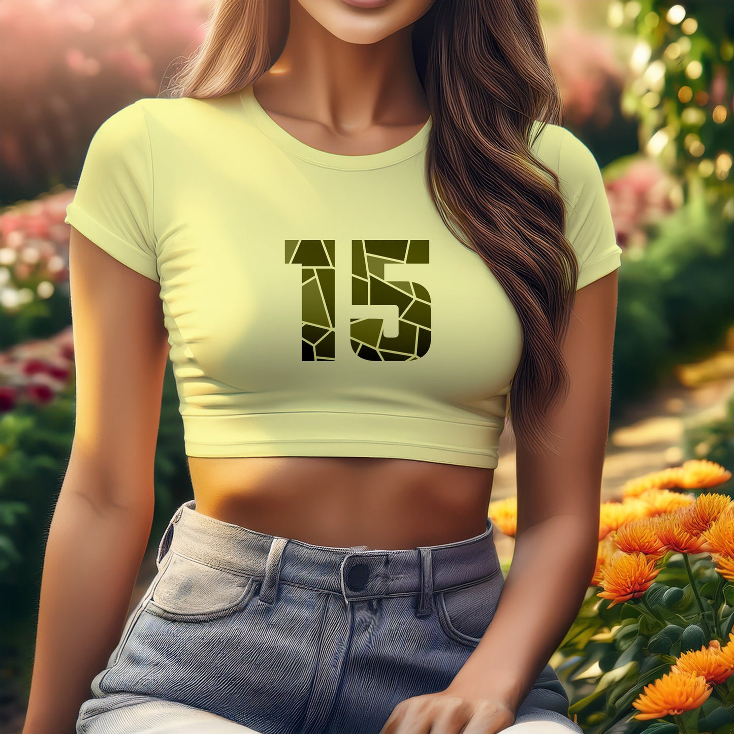 City Posters Plus 15 Number Women Crop Top (Butter Yellow)