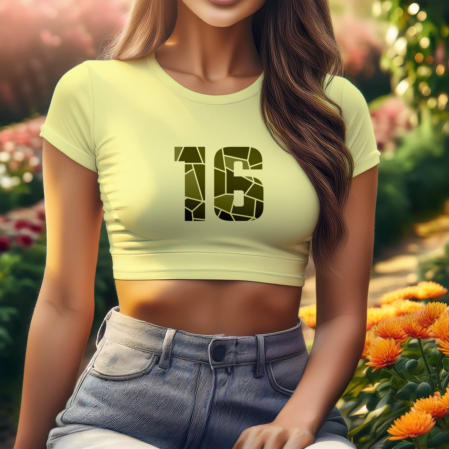 City Posters Plus 16 Number Women Crop Top (Butter Yellow)