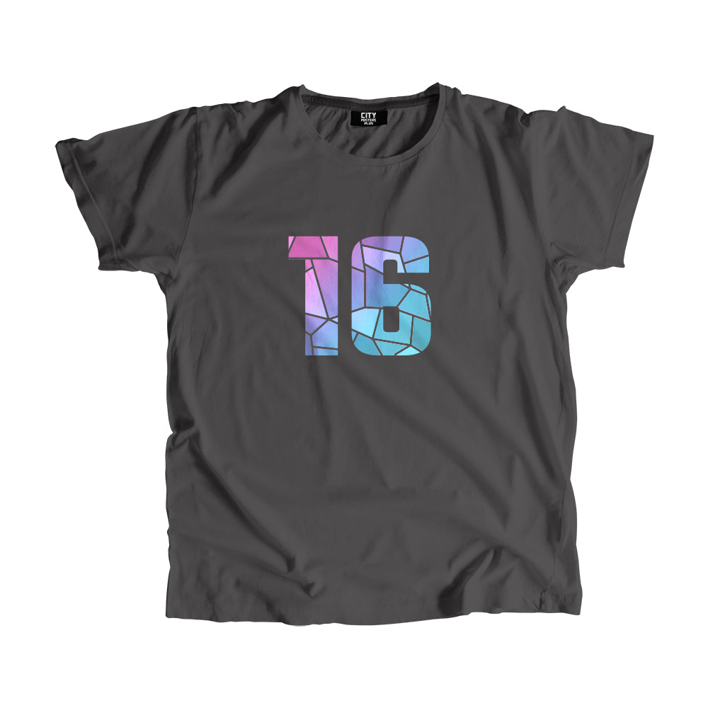 16 Number Men Unisex T-Shirt  (Charcoal Grey)| Classic Numeric Graphic Tee