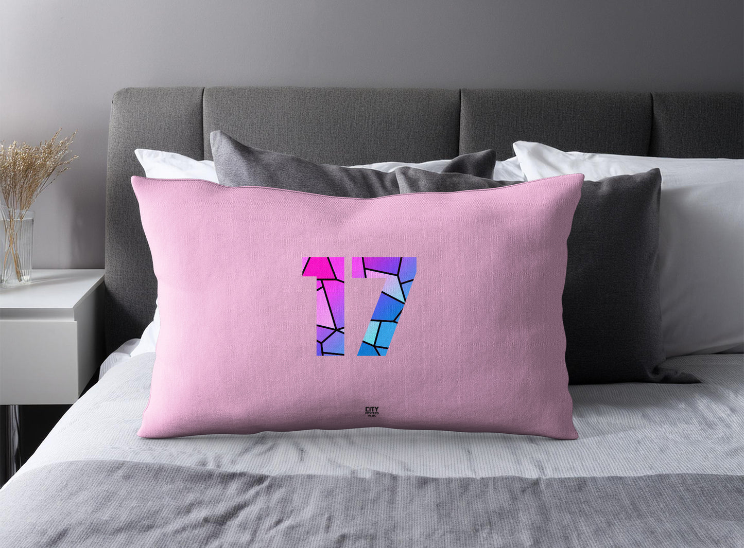 17 Number Square & Rectangle Pillow Cases | Modern Numeric Throw Pillow Covers | Print Deliver Plus by City Posters Plus