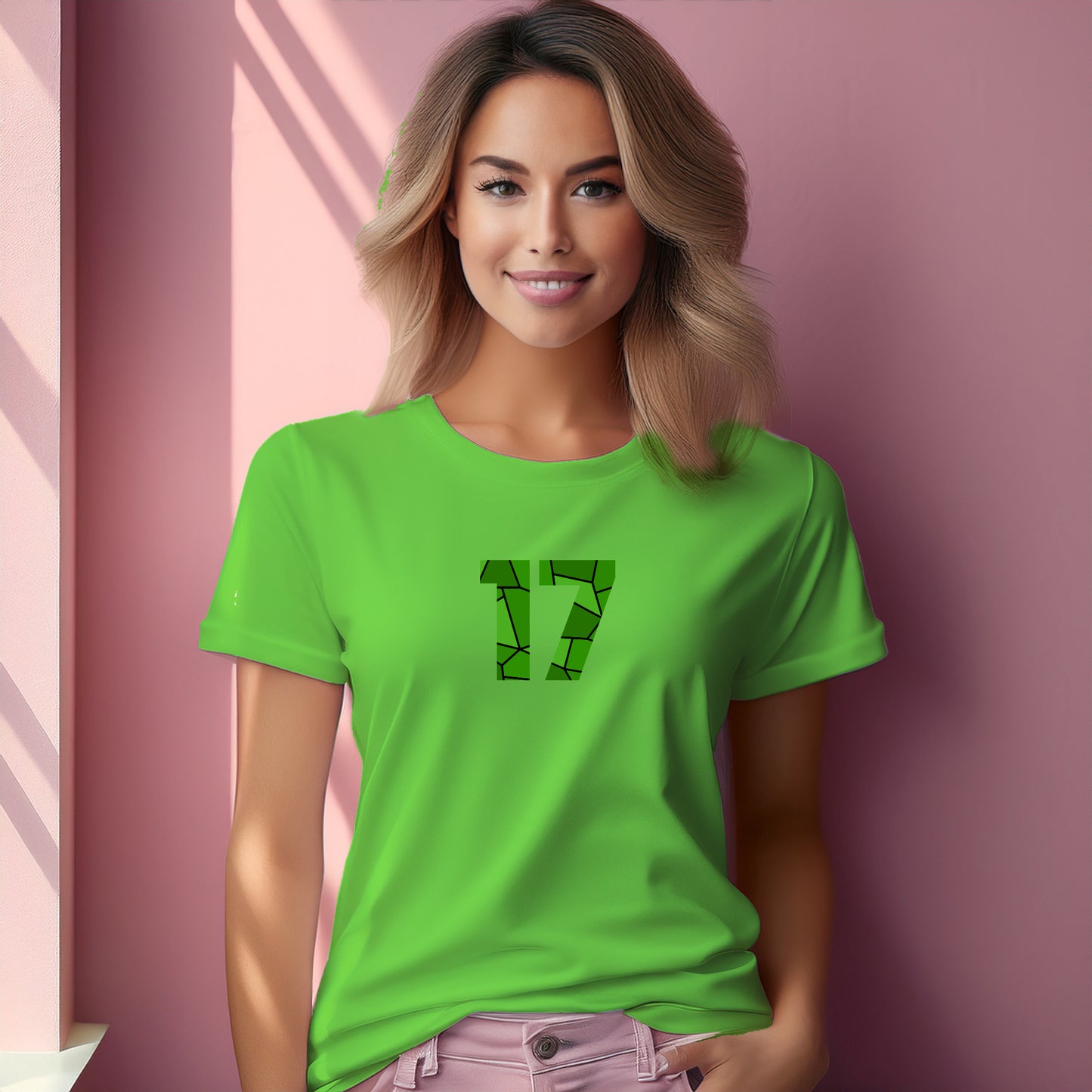17 Number Women T-Shirt (Liril Green) | Stylish Numeric Graphic Tee