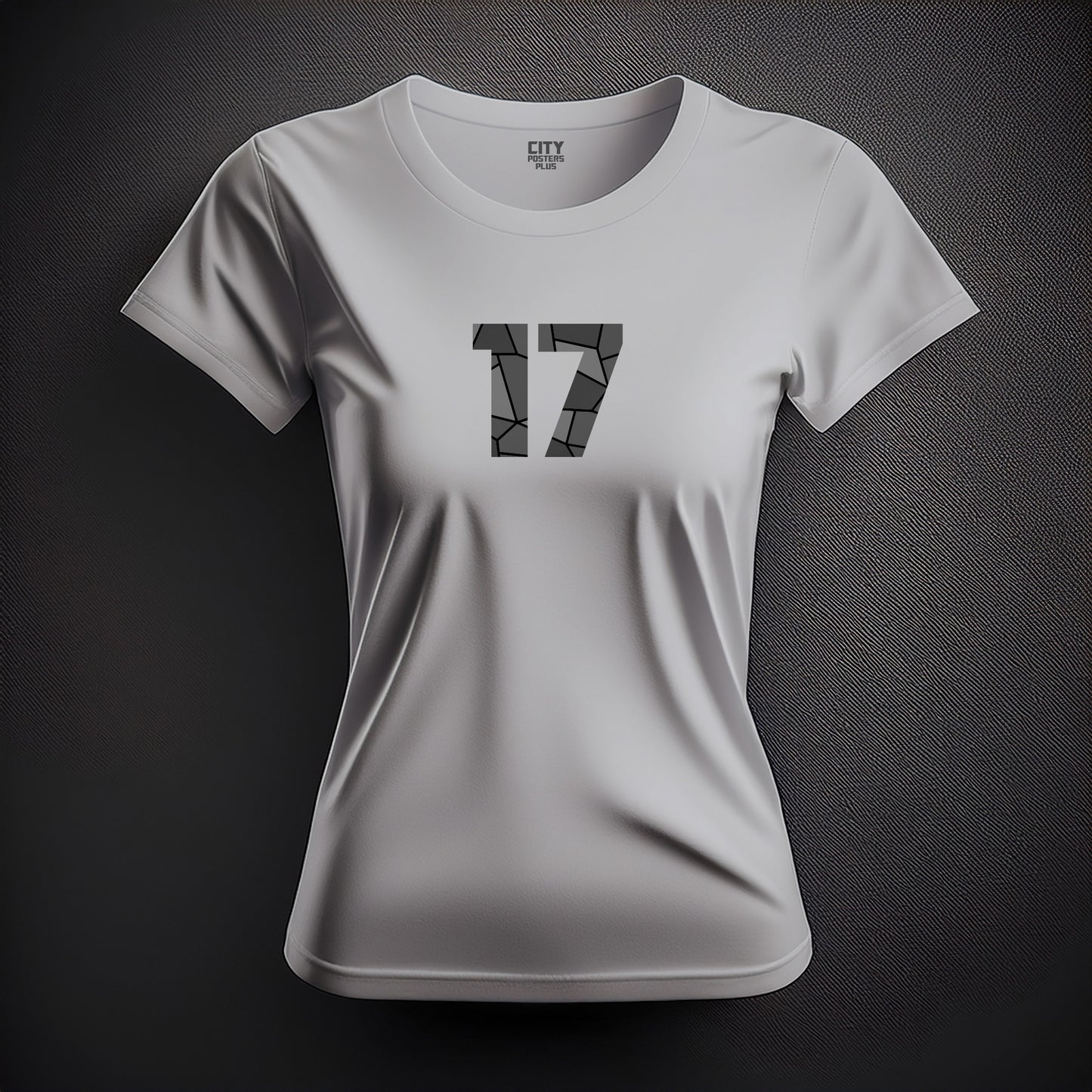 City Posters Plus 17 Number Women T-Shirt (Melange Grey) | Stylish Numeric Graphic Tee
