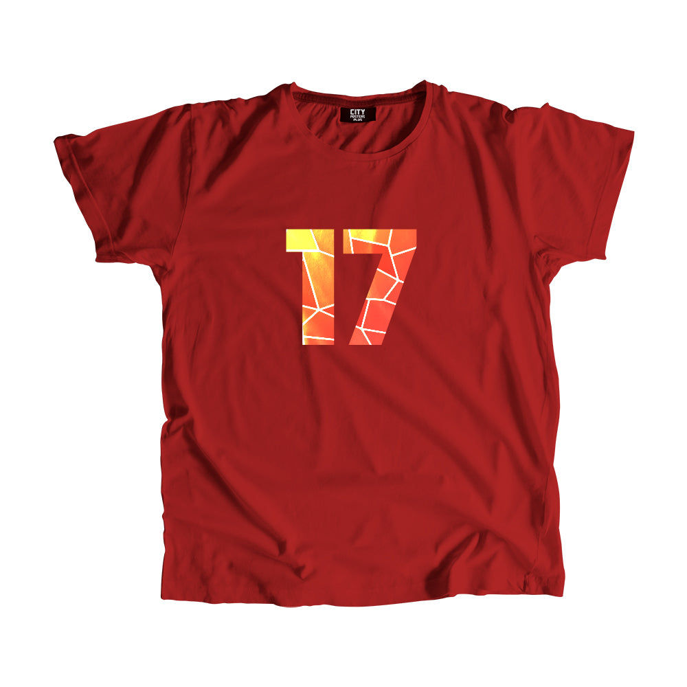 17 Number Men Unisex T-Shirt  (Red)| Classic Numeric Graphic Tee