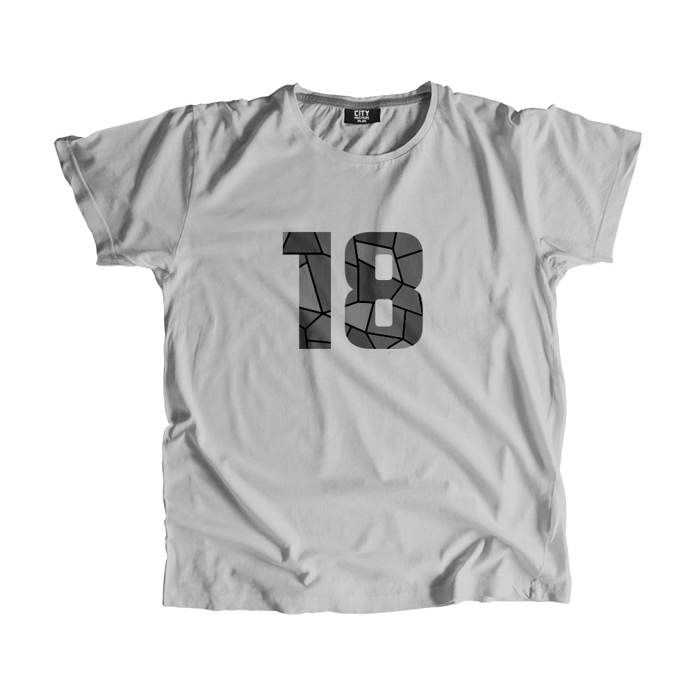 18 Number Men Unisex T-Shirt  (Melange Grey)| Classic Numeric Graphic Tee