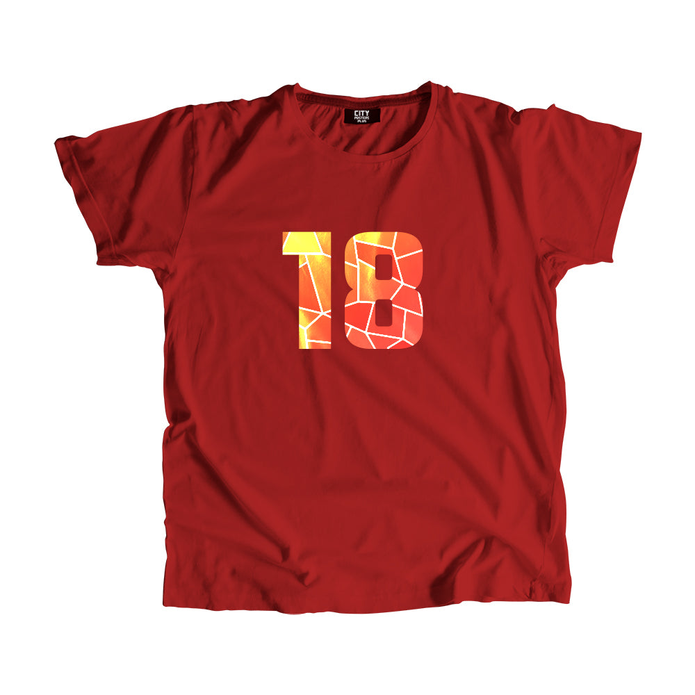 18 Number Men Unisex T-Shirt  (Red)| Classic Numeric Graphic Tee