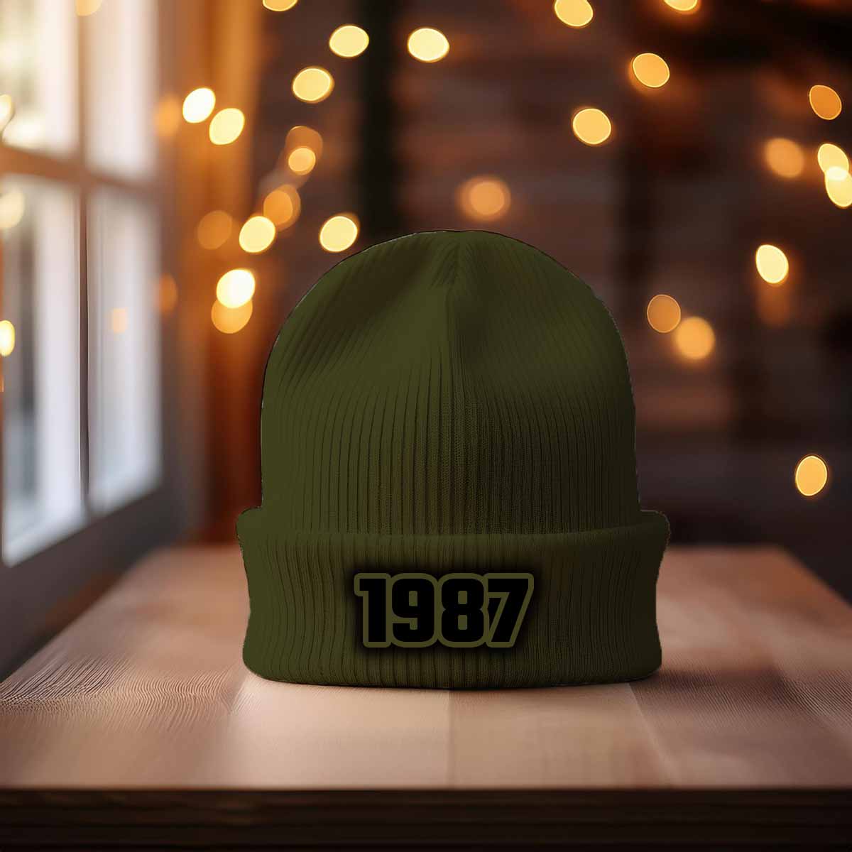 1987 Year Cuffed Beanie (Olive)
