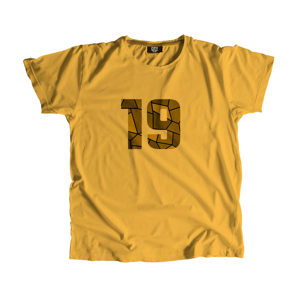 19 Number Men Unisex T-Shirt  (Golden Yellow)| Classic Numeric Graphic Tee