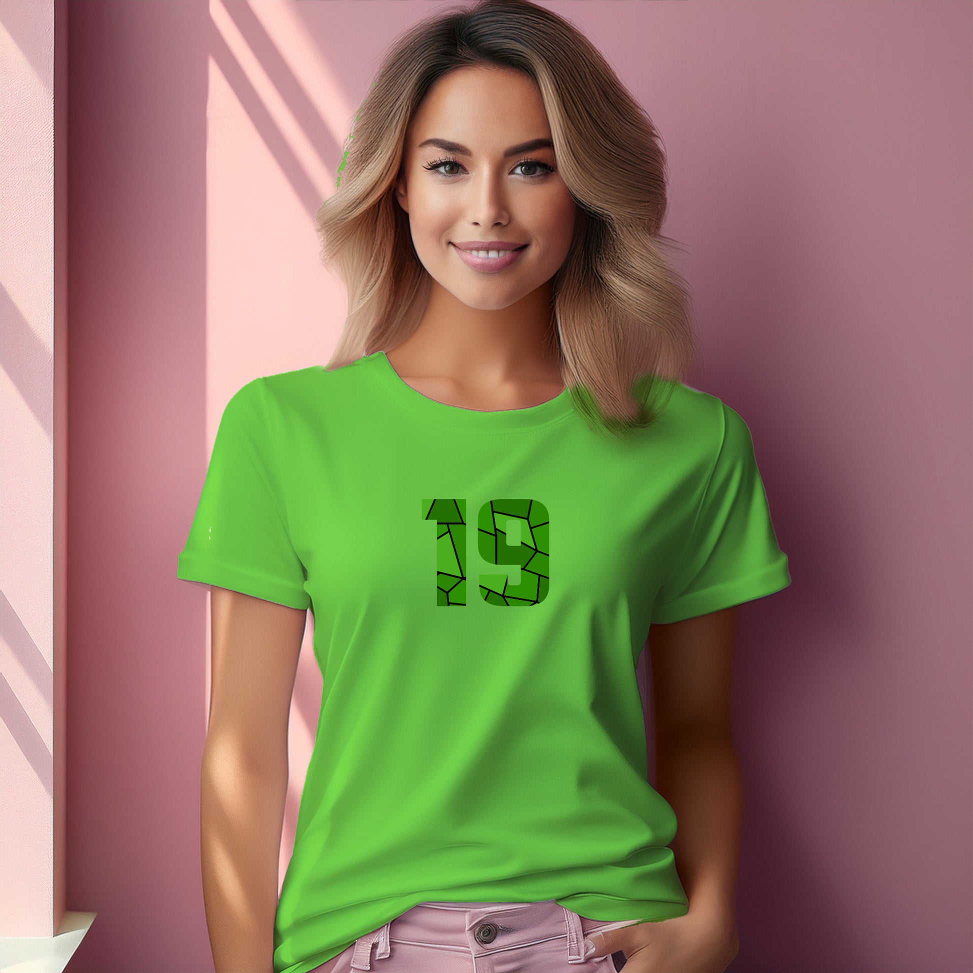 19 Number Women T-Shirt (Liril Green) | Stylish Numeric Graphic Tee