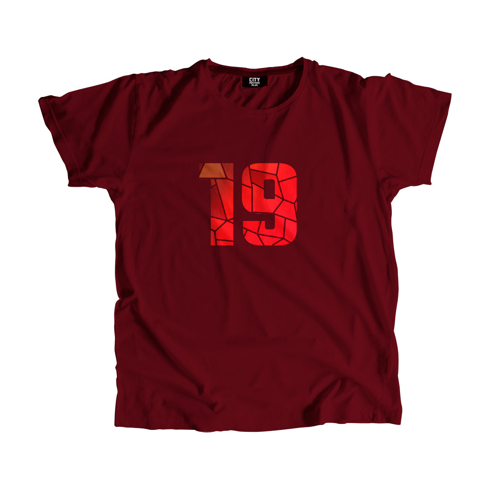 19 Number Men Unisex T-Shirt  (Maroon)| Classic Numeric Graphic Tee