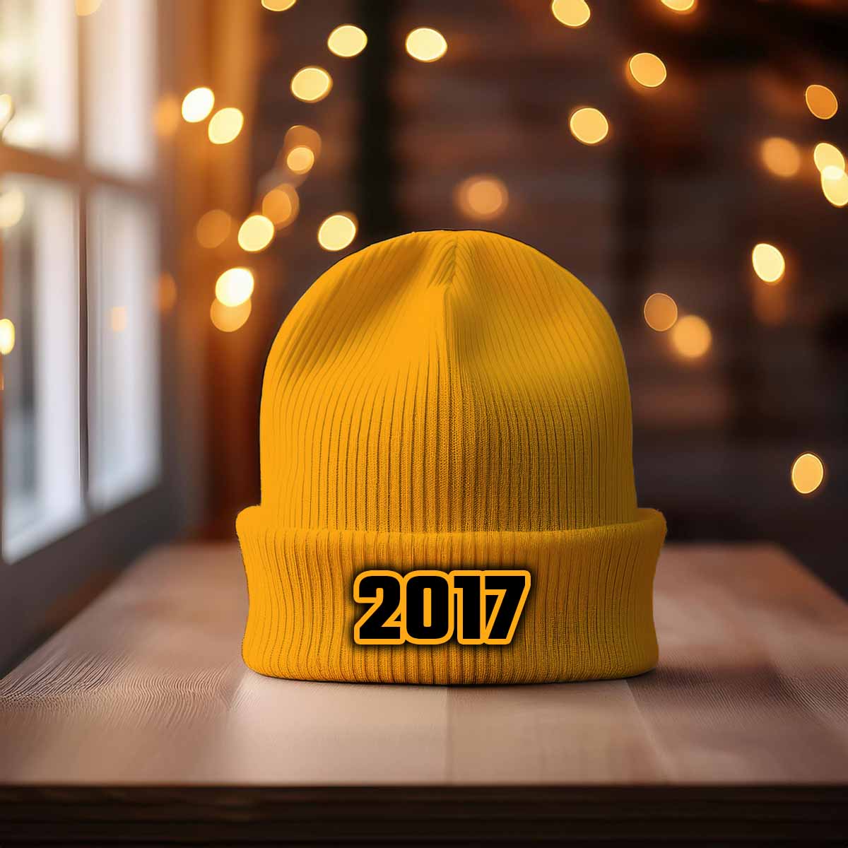 2017 Year Cuffed Beanie (Gold)