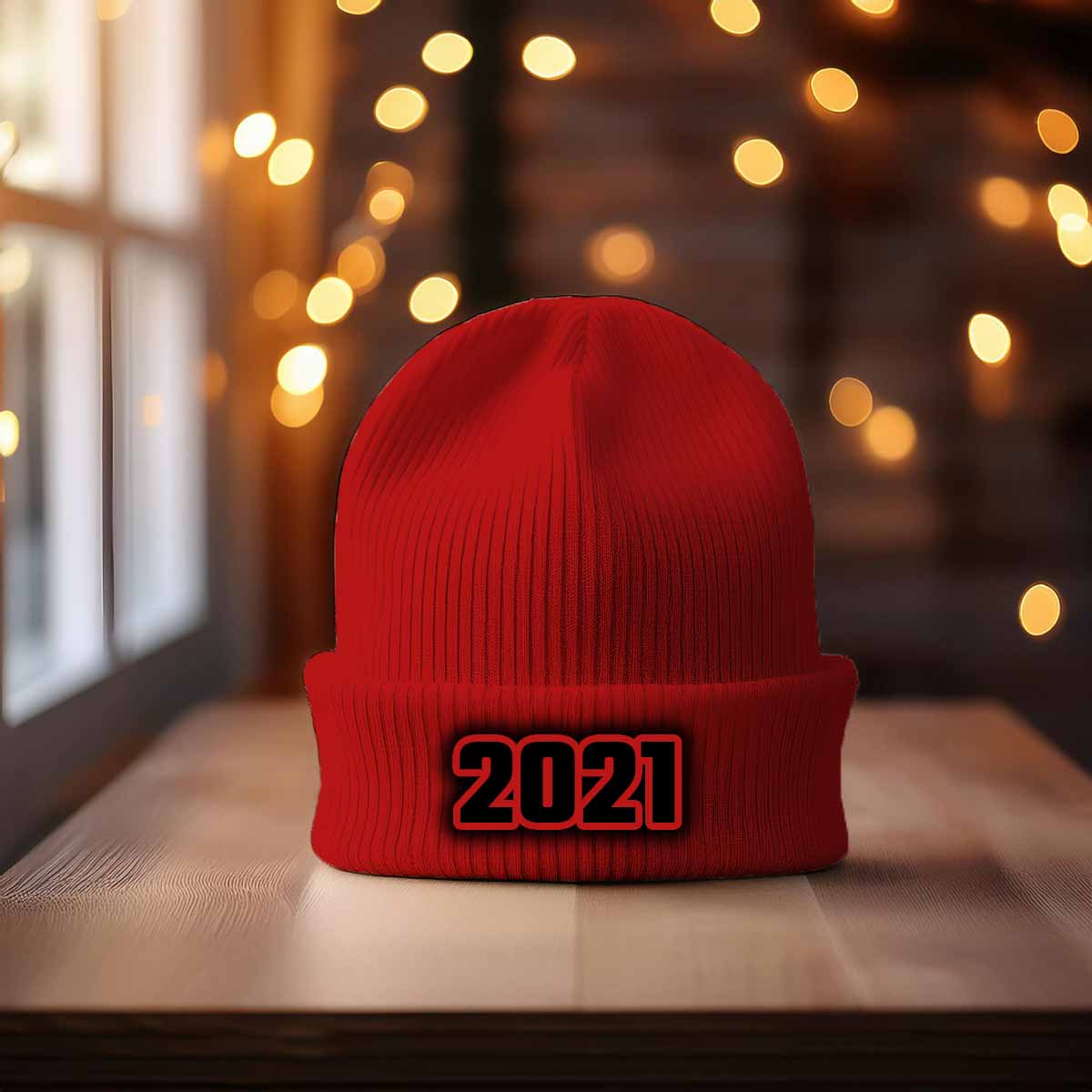 2021 Year Cuffed Beanie (Red)