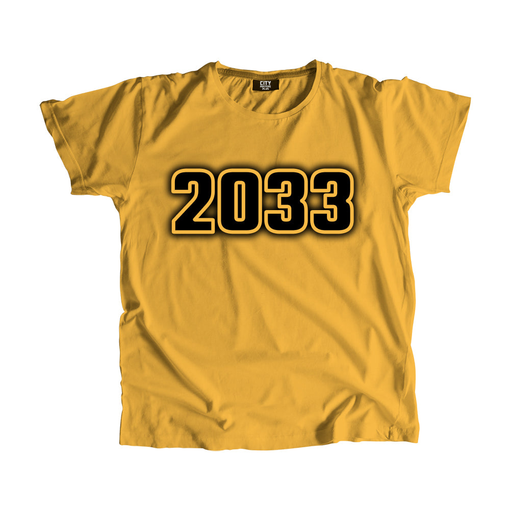 2033 Vintage Heritage Year Men Unisex T-Shirt (Golden Yellow)