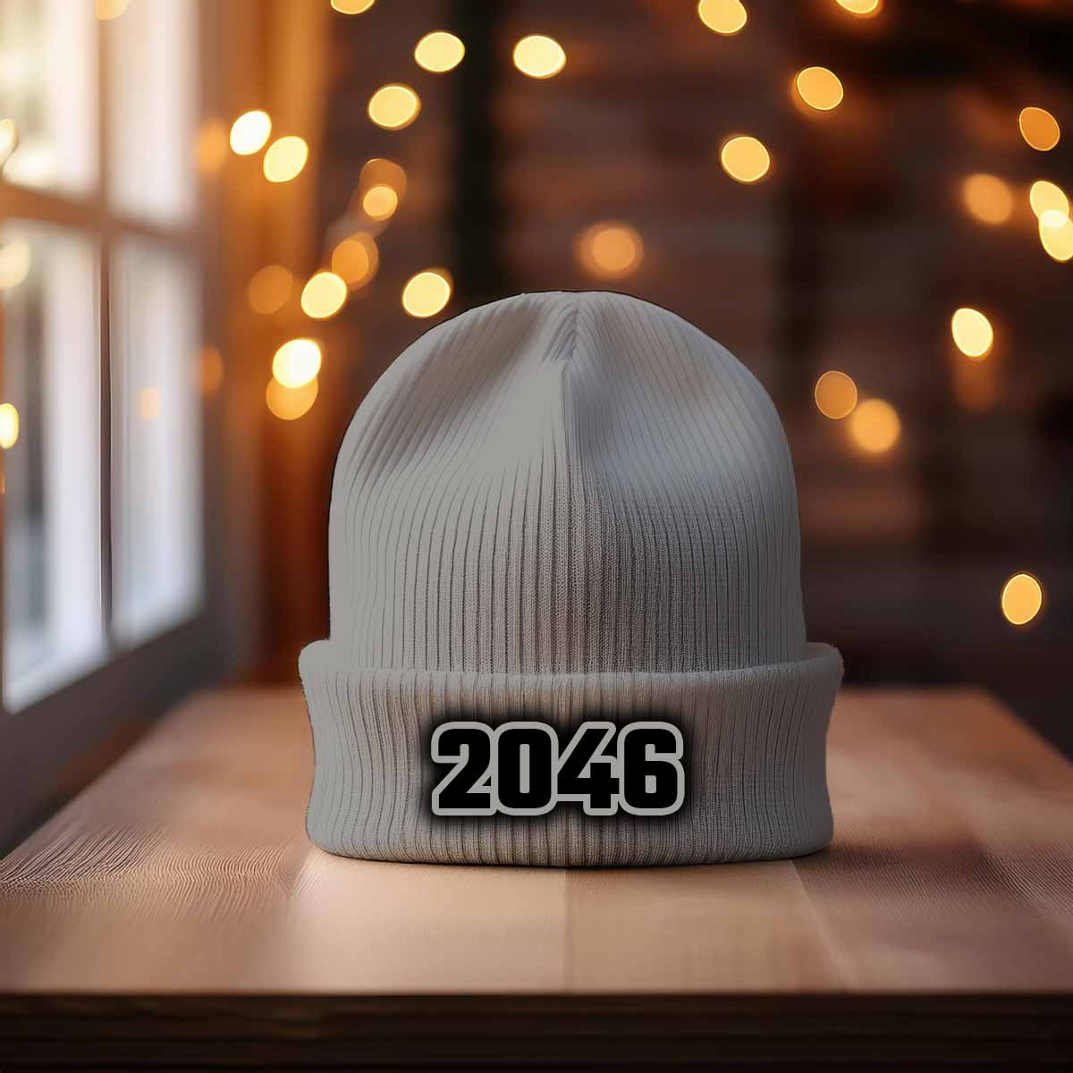 2046 Year Cuffed Beanie (Heather Grey)