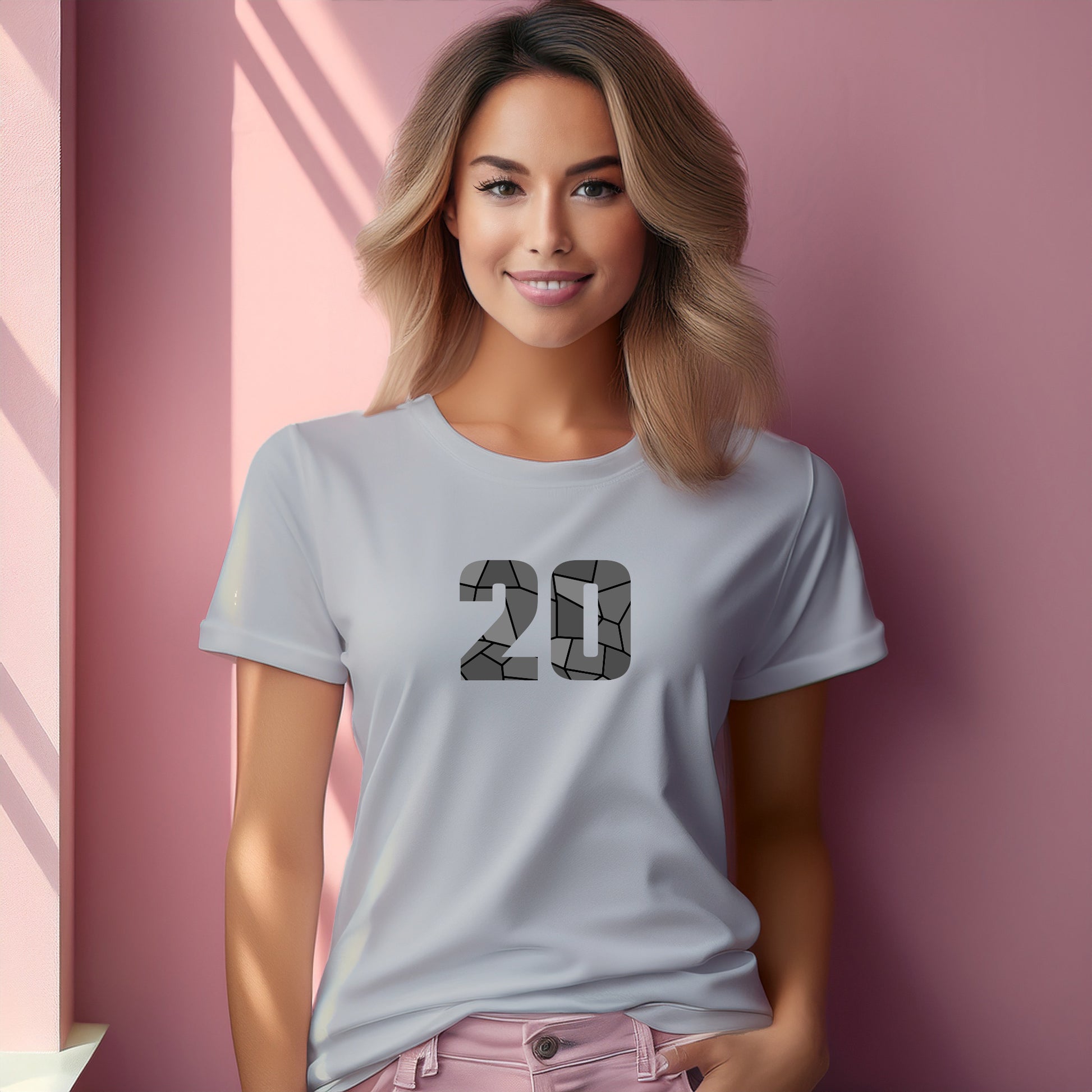 20 Number Women T-Shirt (Melange Grey) | Stylish Numeric Graphic Tee