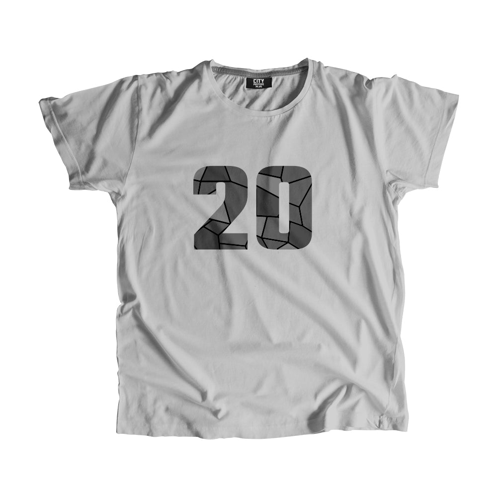 20 Number Men Unisex T-Shirt  (Melange Grey)| Classic Numeric Graphic Tee
