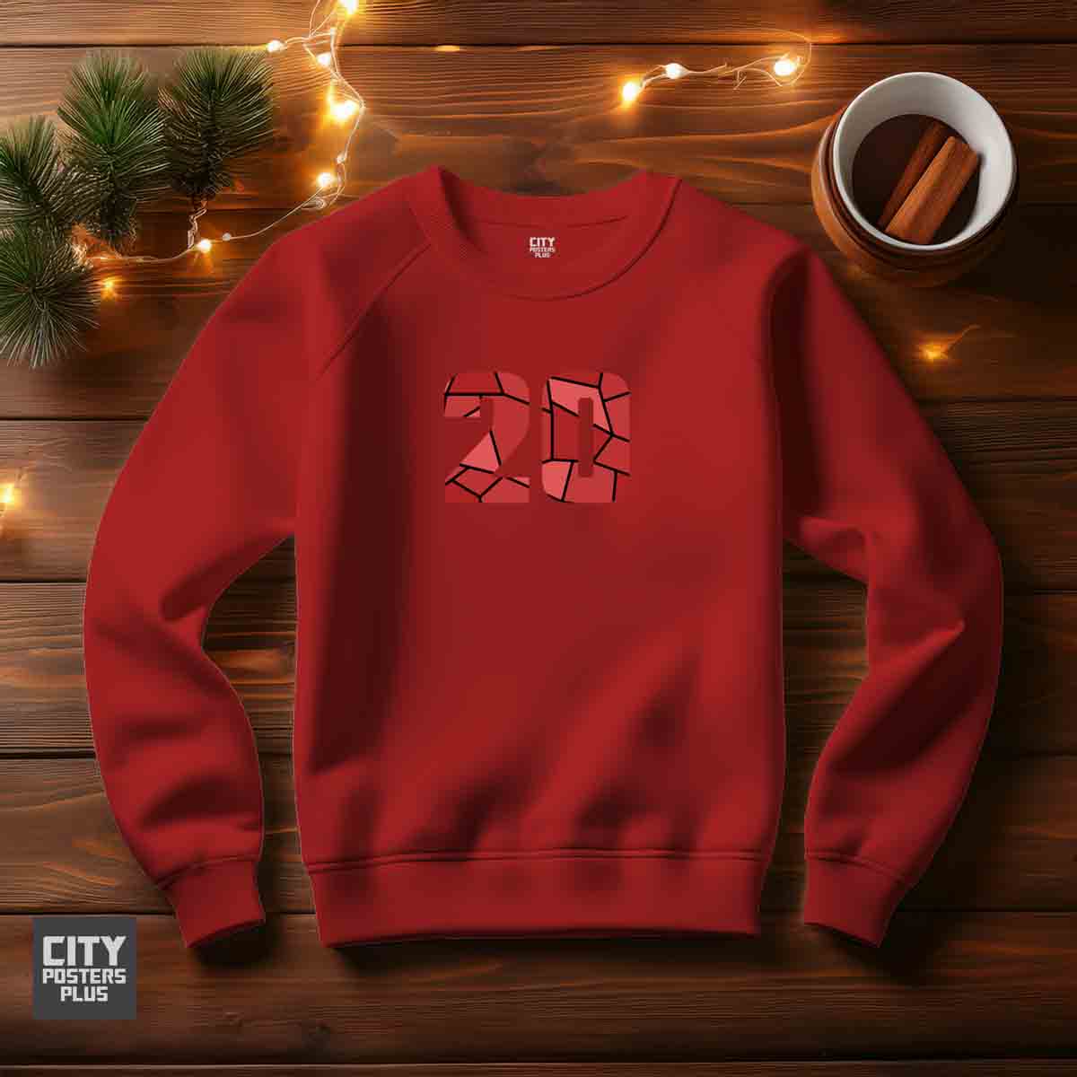 20 Number Unisex Sweatshirt (Red)  Premium Graphic Crewneck