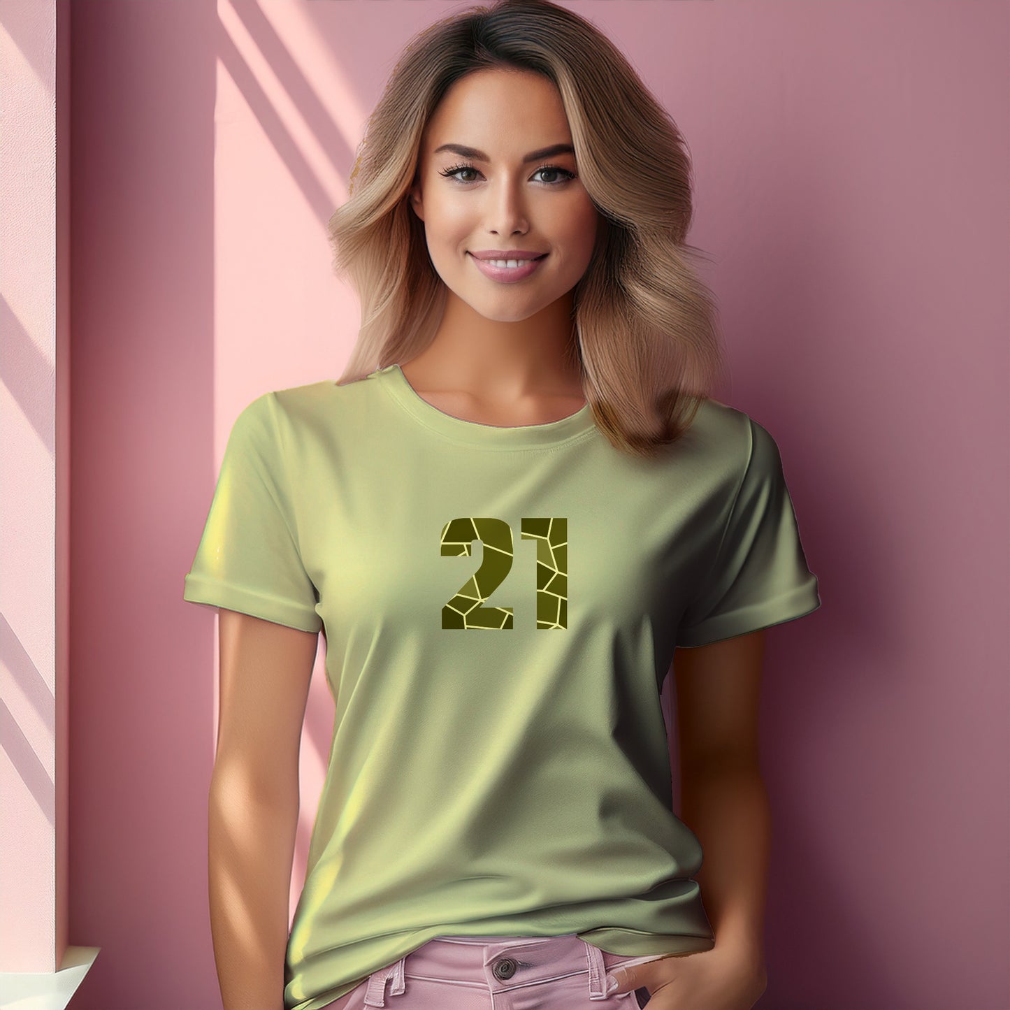 21 Number Women T-Shirt (Butter Yellow) | Stylish Numeric Graphic Tee