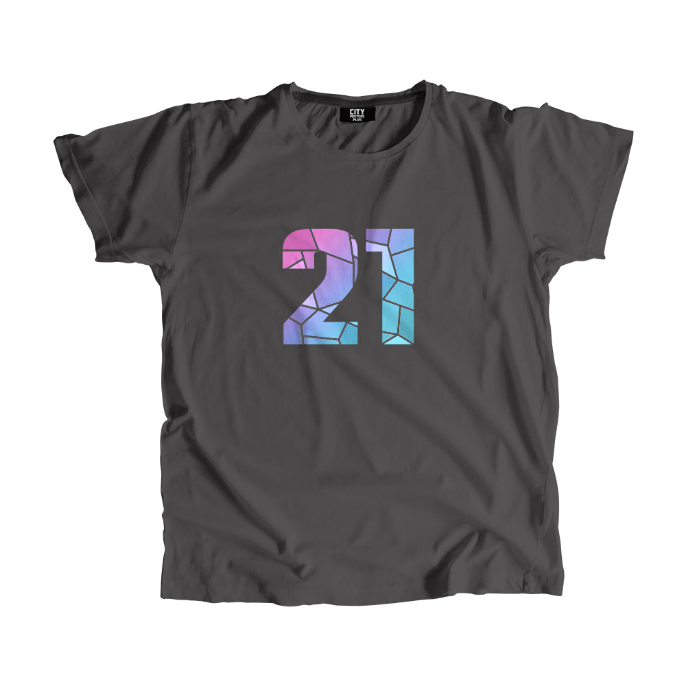 21 Number Men Unisex T-Shirt  (Charcoal Grey)| Classic Numeric Graphic Tee