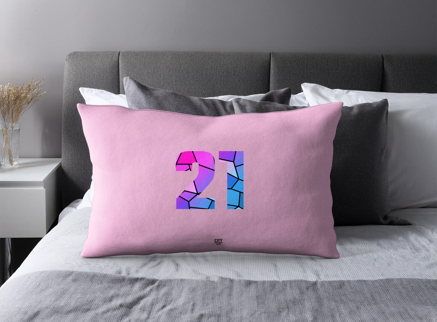 21 Number Square & Rectangle Pillow Cases | Modern Numeric Throw Pillow Covers | Print Deliver Plus by City Posters Plus