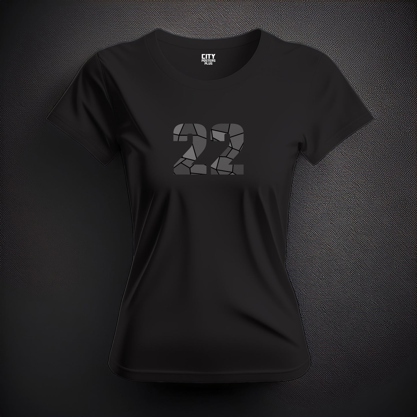 City Posters Plus 22 Number Women T-Shirt (Black) | Stylish Numeric Graphic Tee