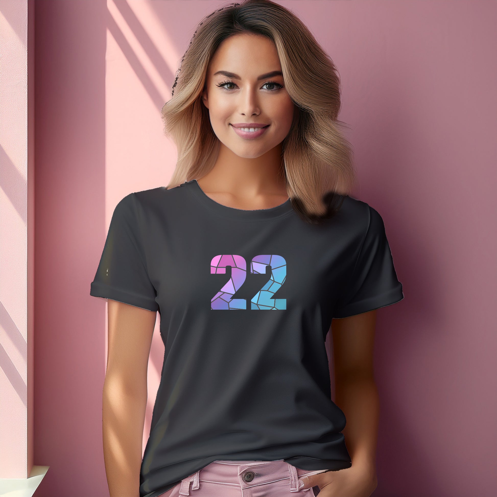 22 Number Women T-Shirt (Charcoal Grey) | Stylish Numeric Graphic Tee