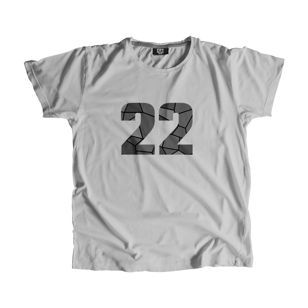 22 Number Men Unisex T-Shirt  (Melange Grey)| Classic Numeric Graphic Tee