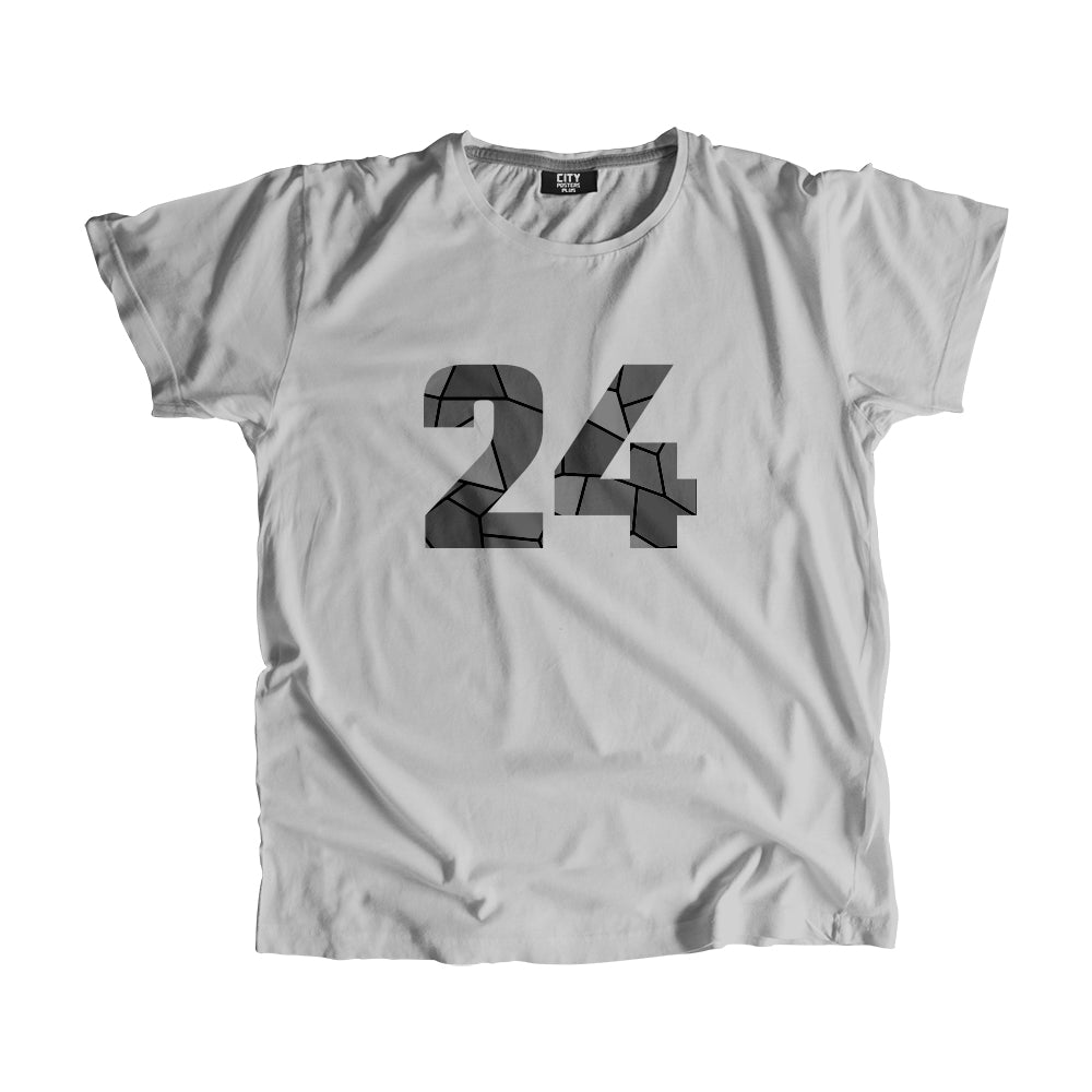 24 Number Men Unisex T-Shirt  (Melange Grey)| Classic Numeric Graphic Tee