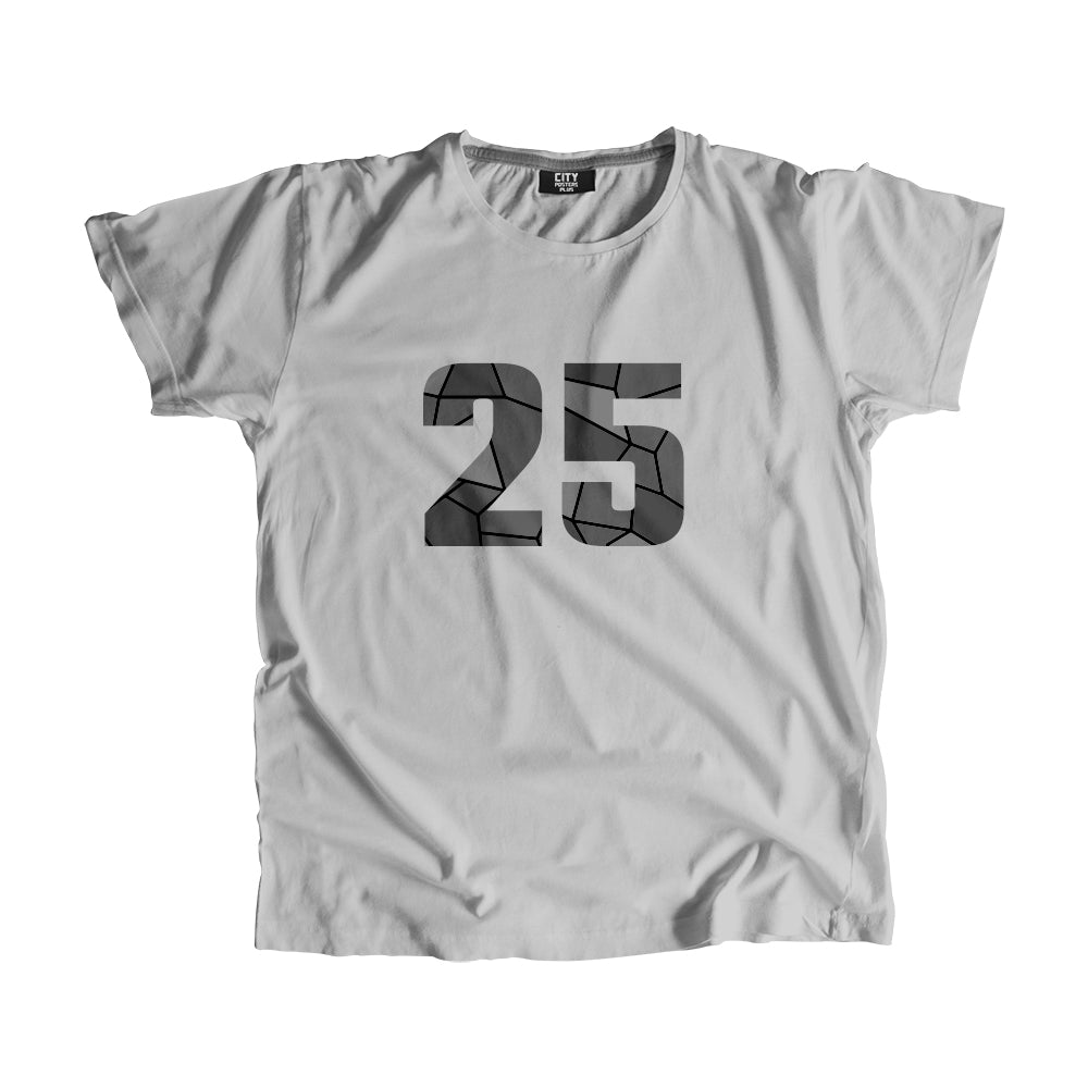 25 Number Men Unisex T-Shirt  (Melange Grey)| Classic Numeric Graphic Tee