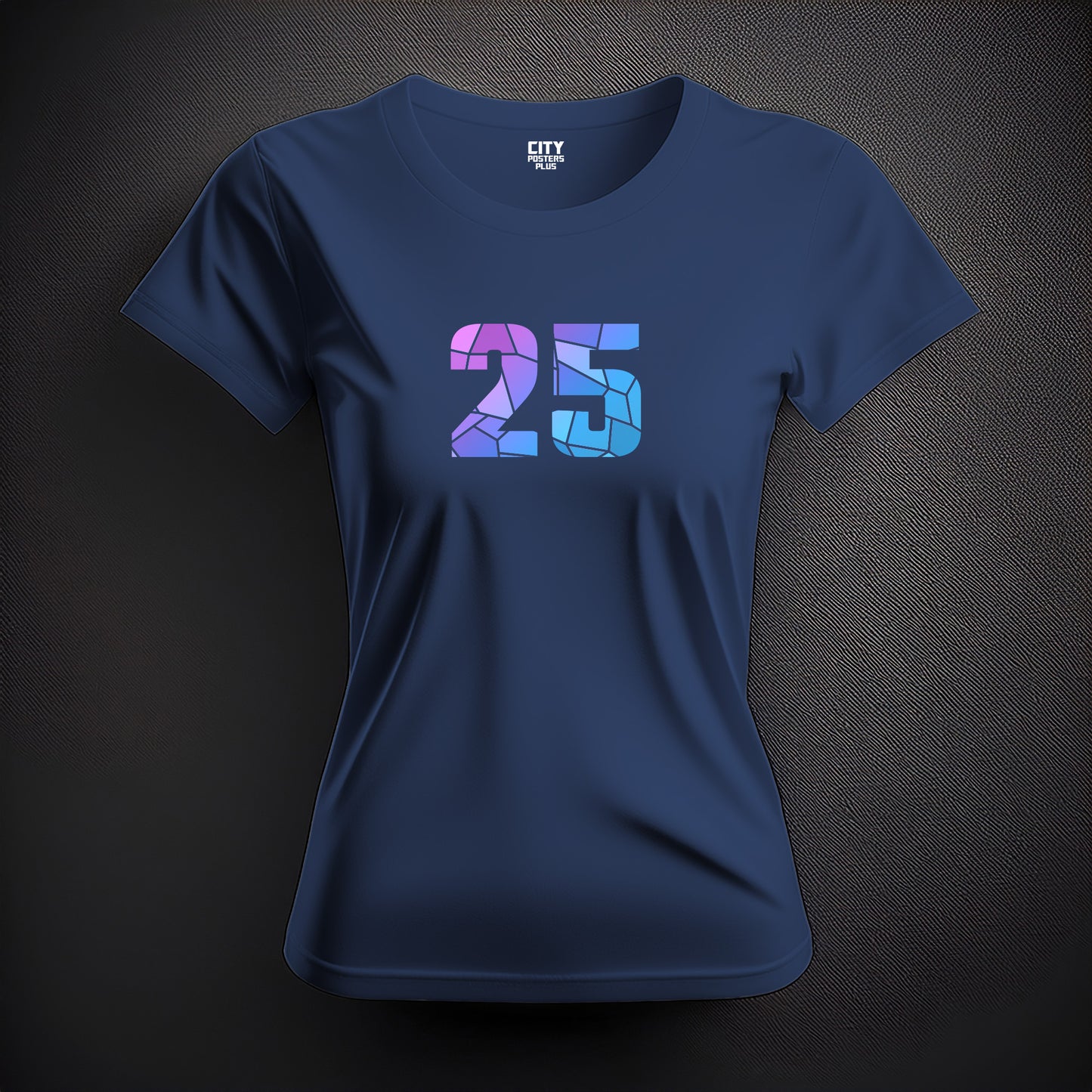 City Posters Plus 25 Number Women T-Shirt (Navy Blue) | Stylish Numeric Graphic Tee