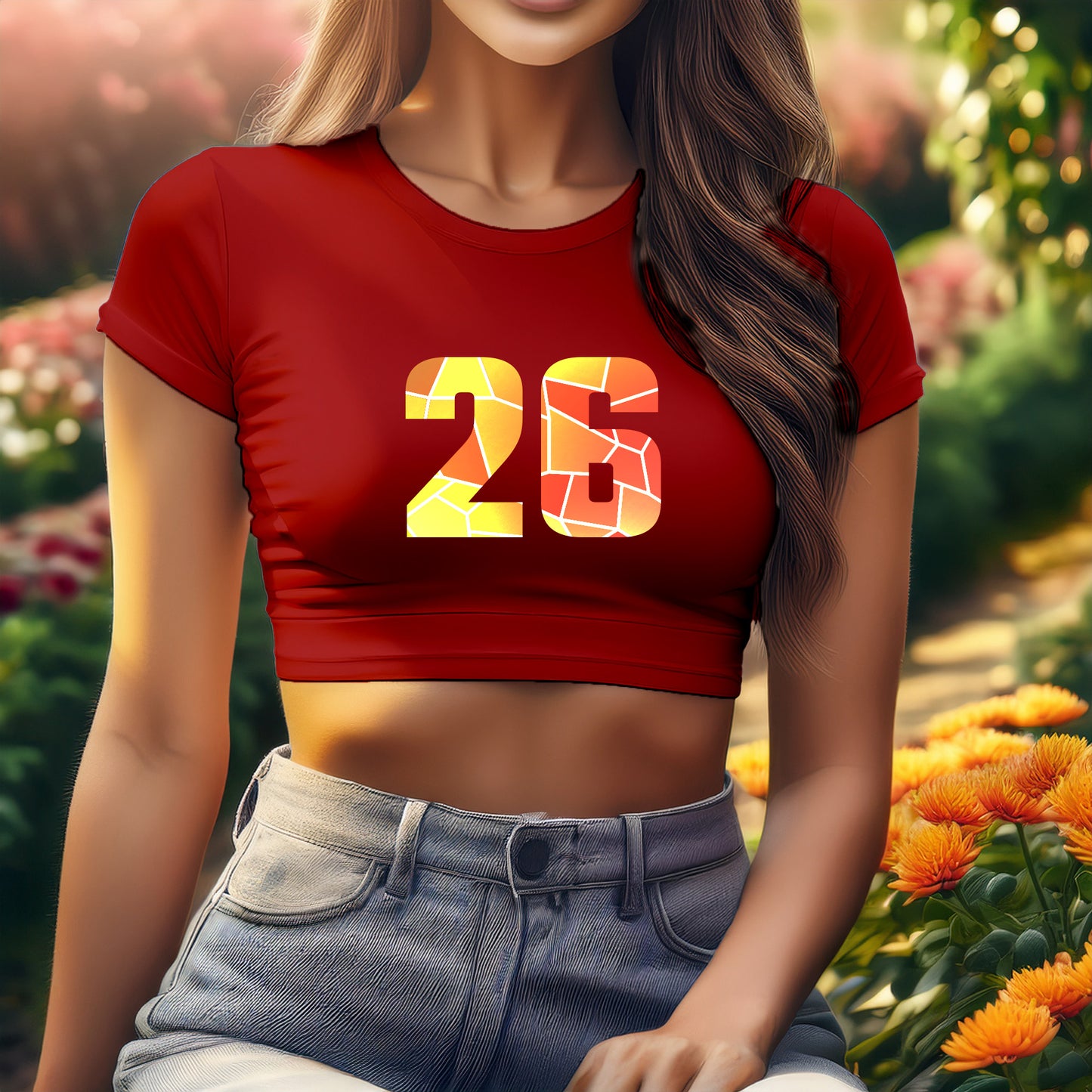 City Posters Plus 26 Number Women Crop Top (Red)