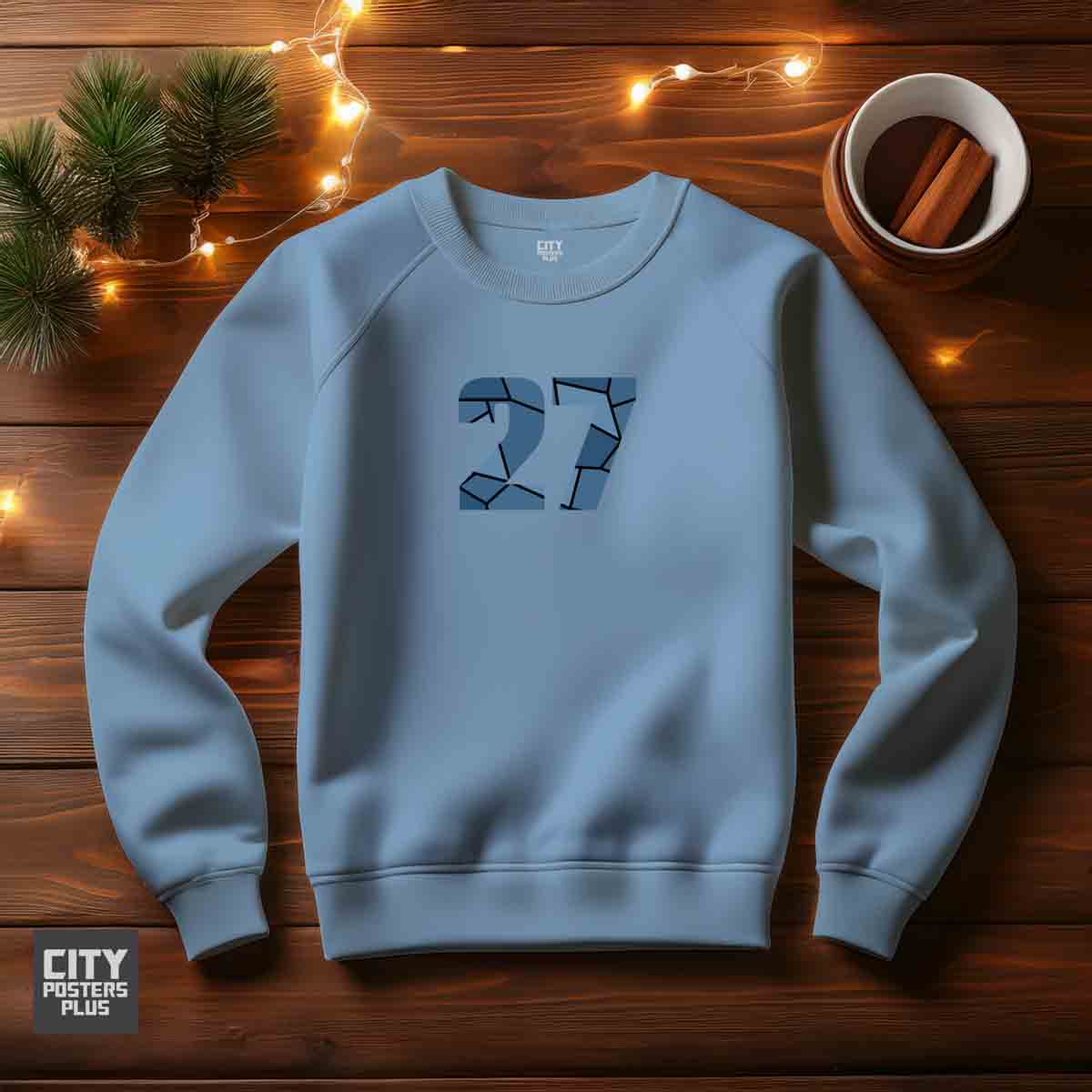 27 Number Unisex Sweatshirt (Baby Blue)  Premium Graphic Crewneck
