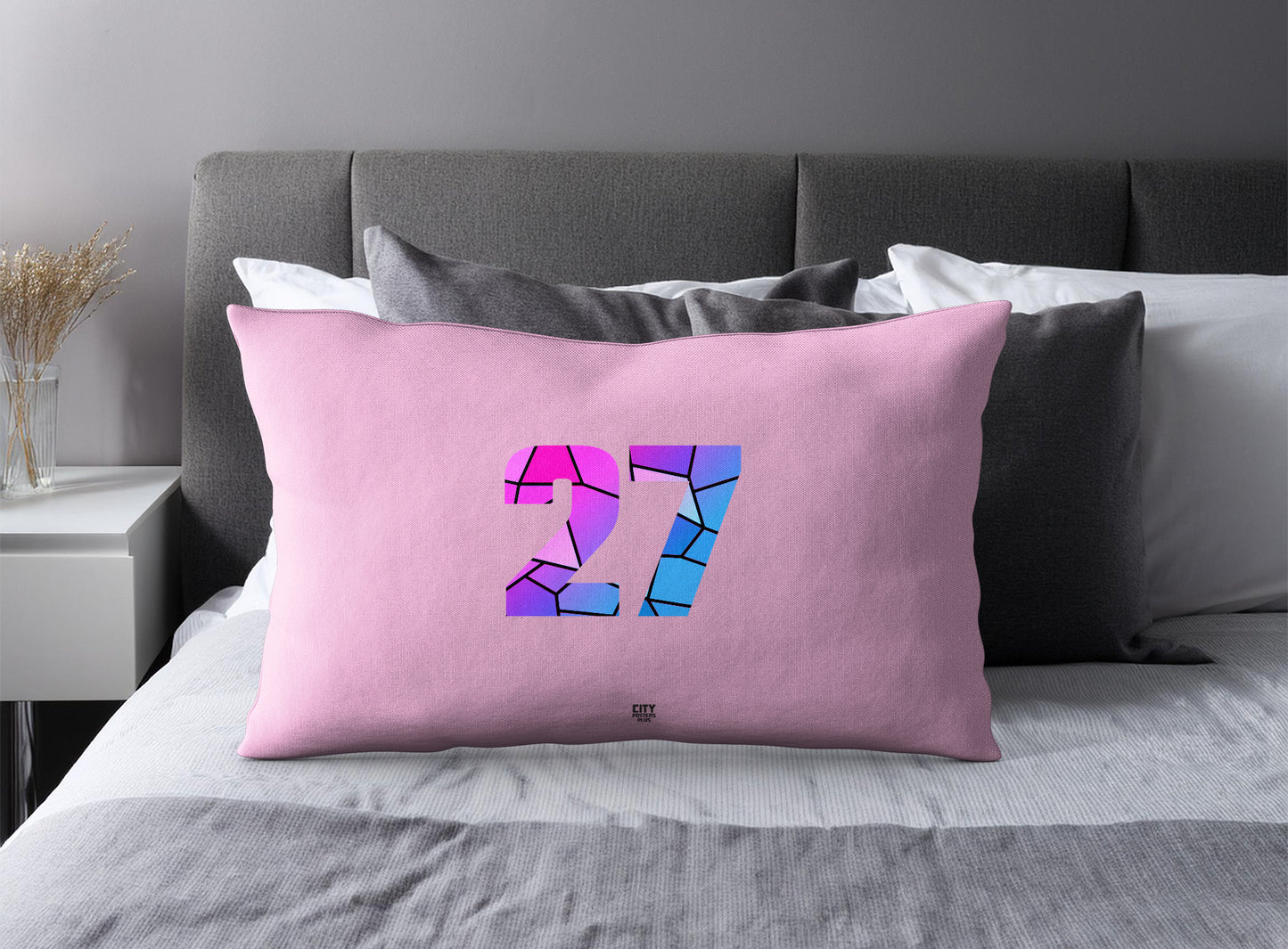 27 Number Square & Rectangle Pillow Cases | Modern Numeric Throw Pillow Covers | Print Deliver Plus by City Posters Plus