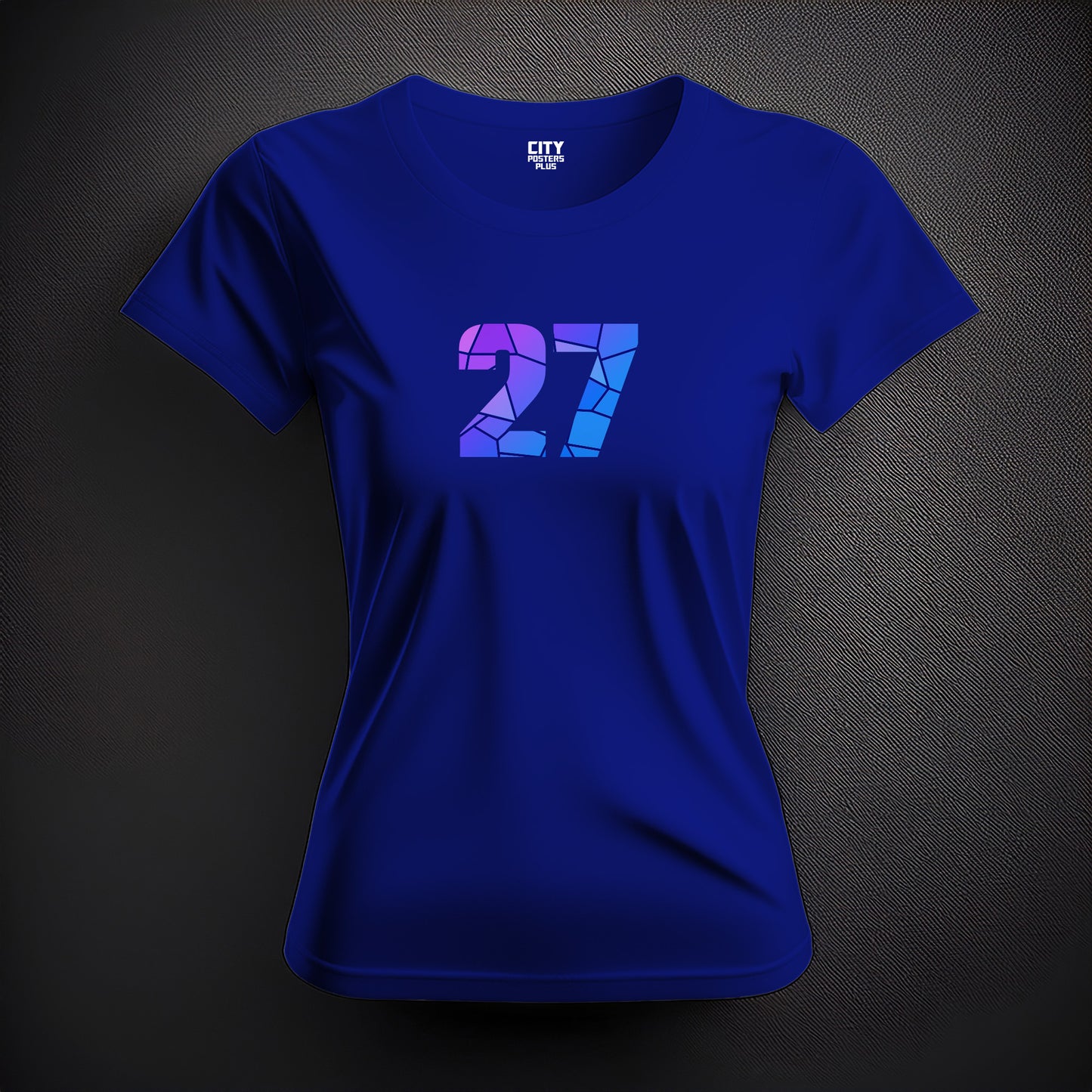 City Posters Plus 27 Number Women T-Shirt (Royal Blue) | Stylish Numeric Graphic Tee