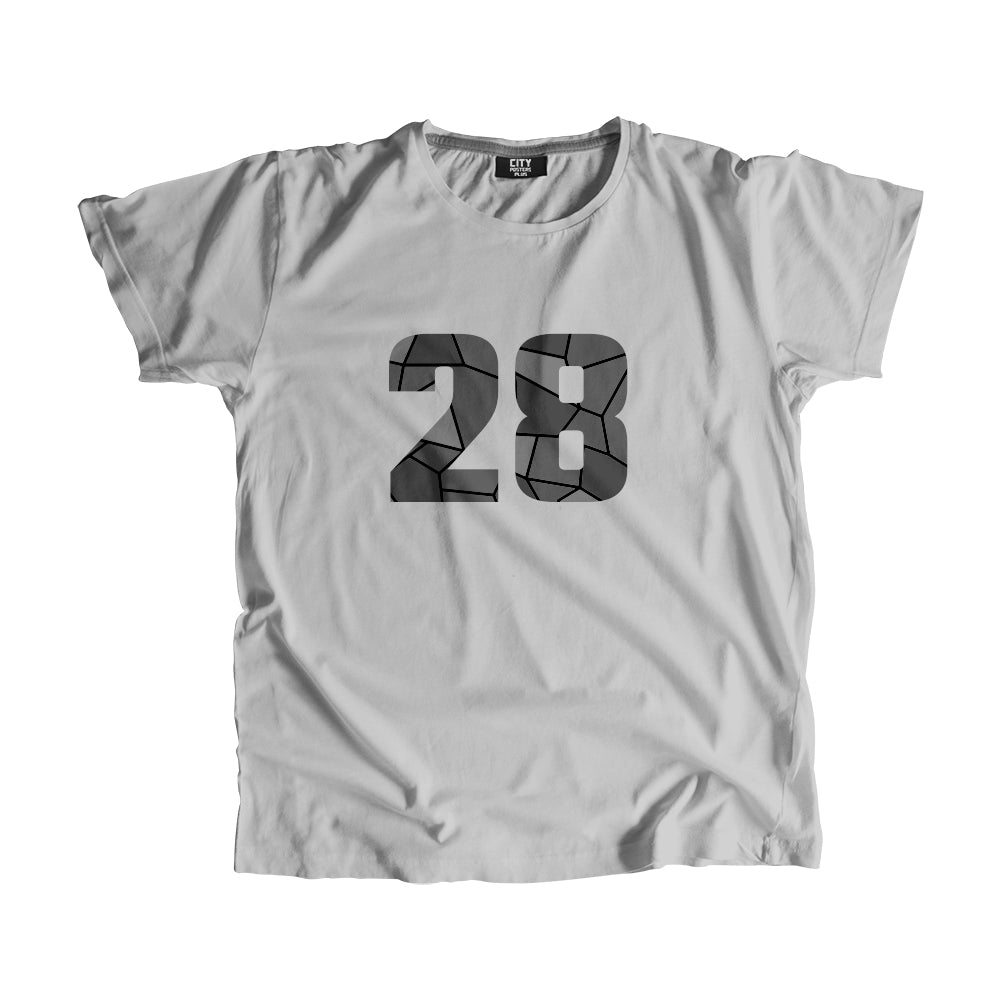 28 Number Men Unisex T-Shirt  (Melange Grey)| Classic Numeric Graphic Tee
