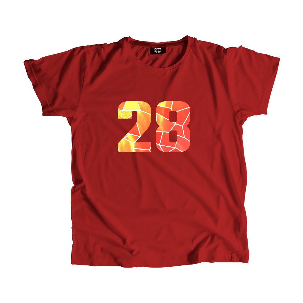 28 Number Men Unisex T-Shirt  (Red)| Classic Numeric Graphic Tee
