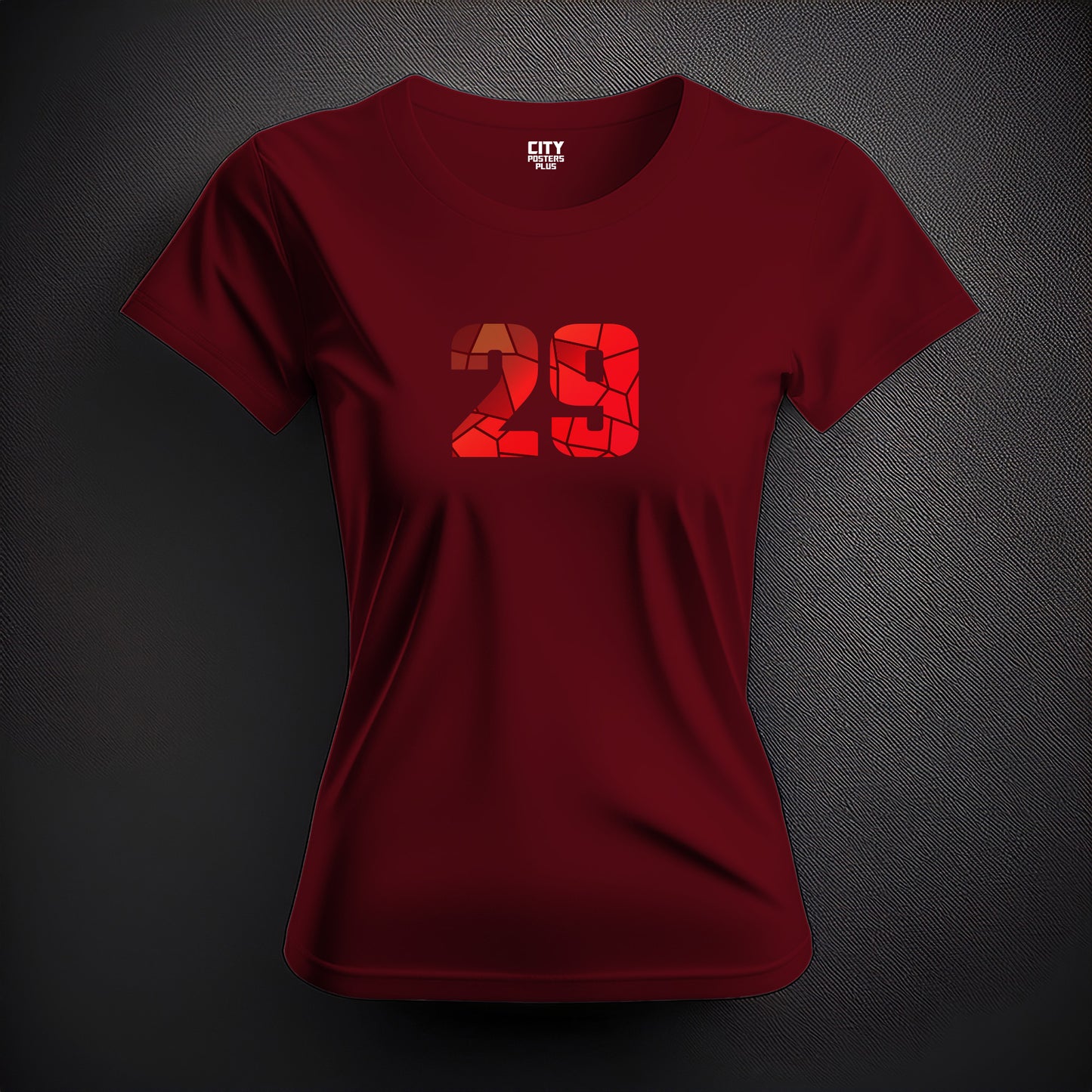 City Posters Plus 29 Number Women T-Shirt (Maroon) | Stylish Numeric Graphic Tee