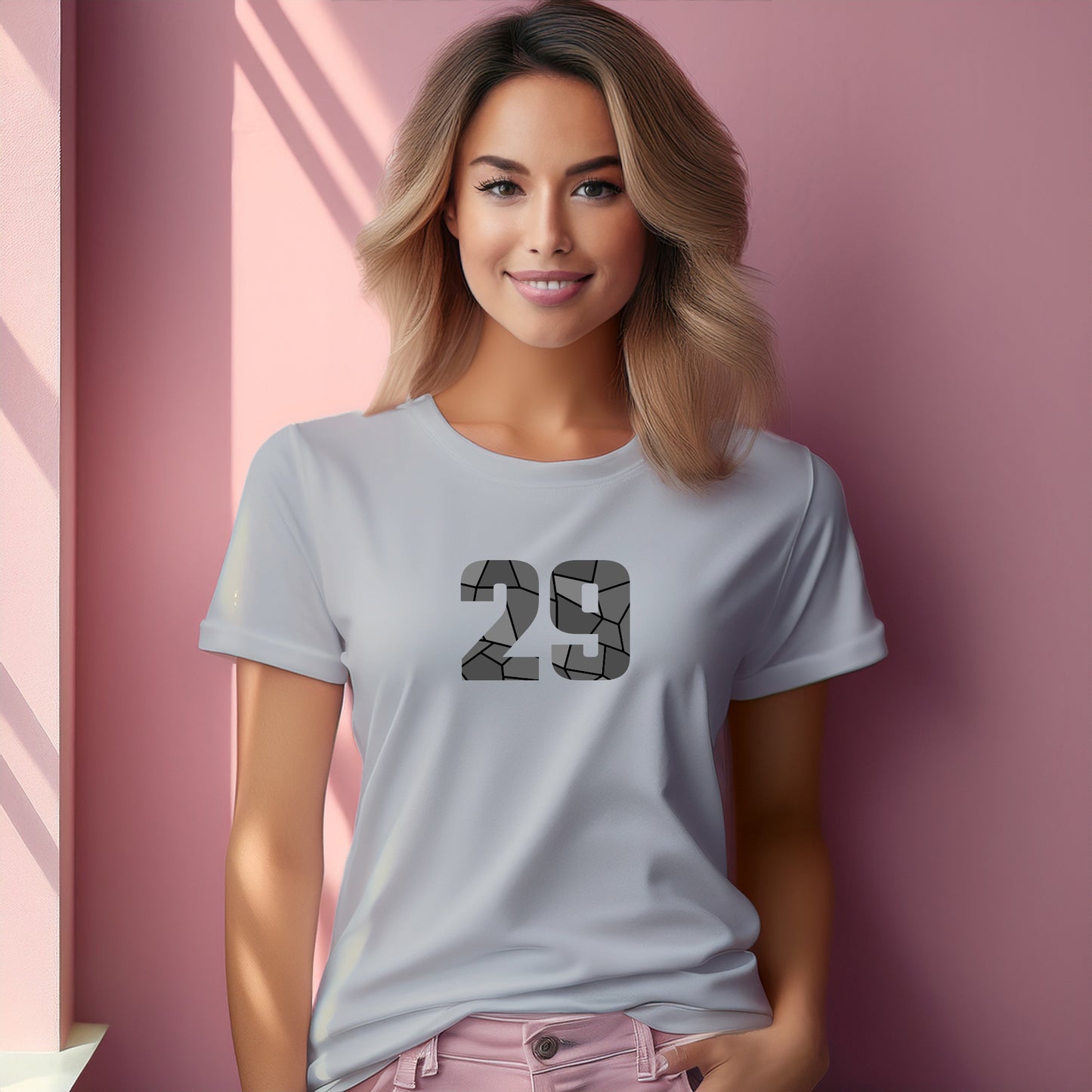 29 Number Women T-Shirt (Melange Grey) | Stylish Numeric Graphic Tee