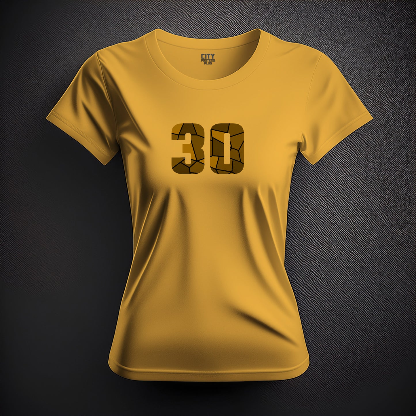 City Posters Plus 30 Number Women T-Shirt (Golden Yellow) | Stylish Numeric Graphic Tee