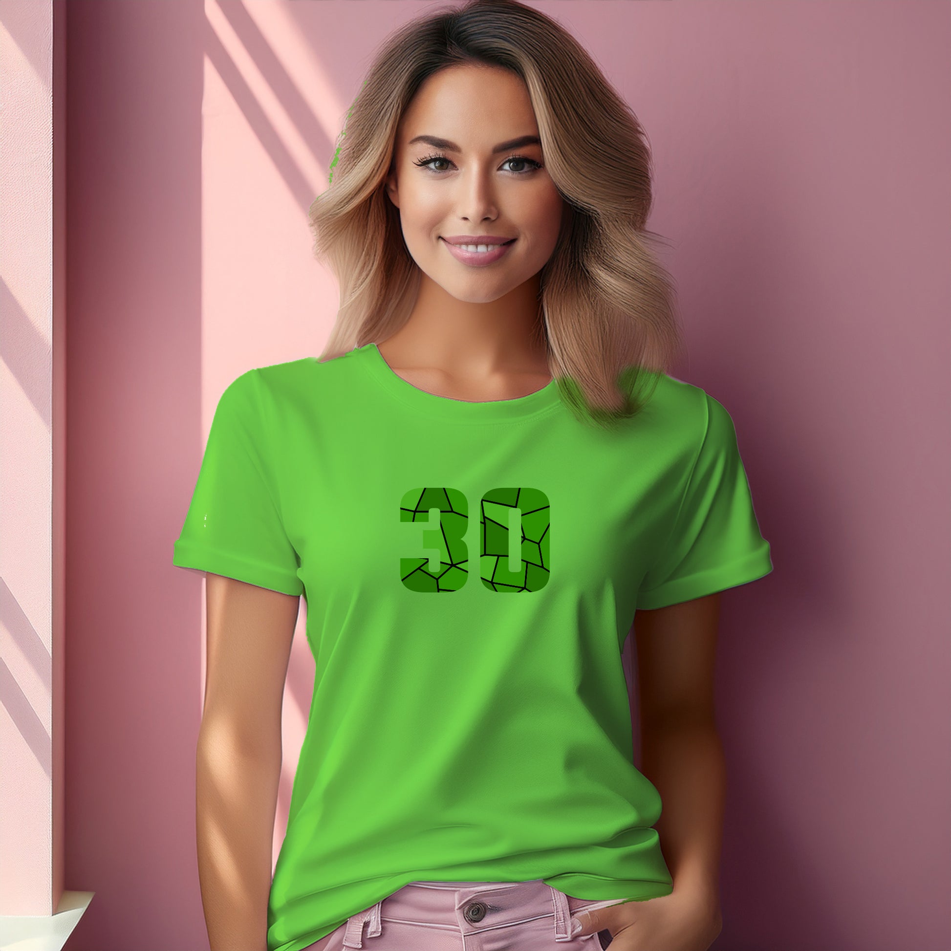 30 Number Women T-Shirt (Liril Green) | Stylish Numeric Graphic Tee