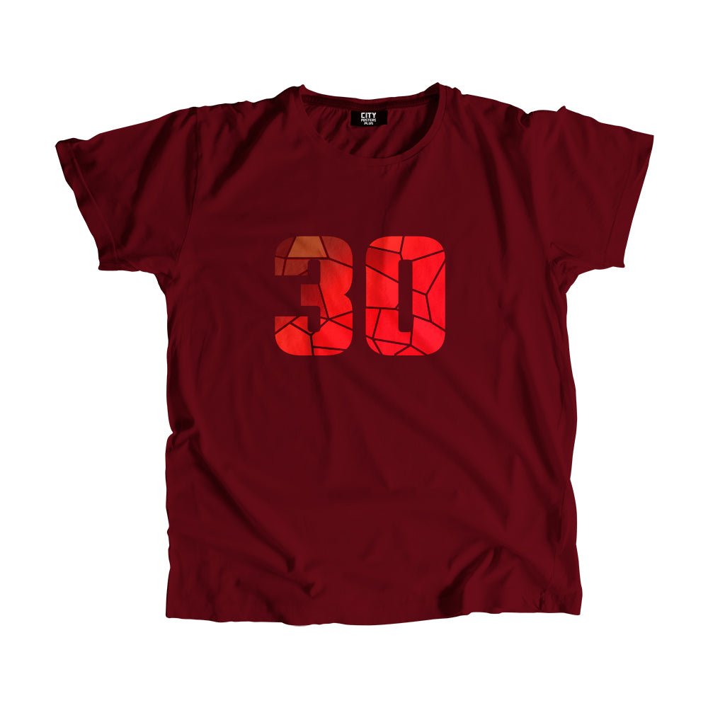 30 Number Men Unisex T-Shirt  (Maroon)| Classic Numeric Graphic Tee