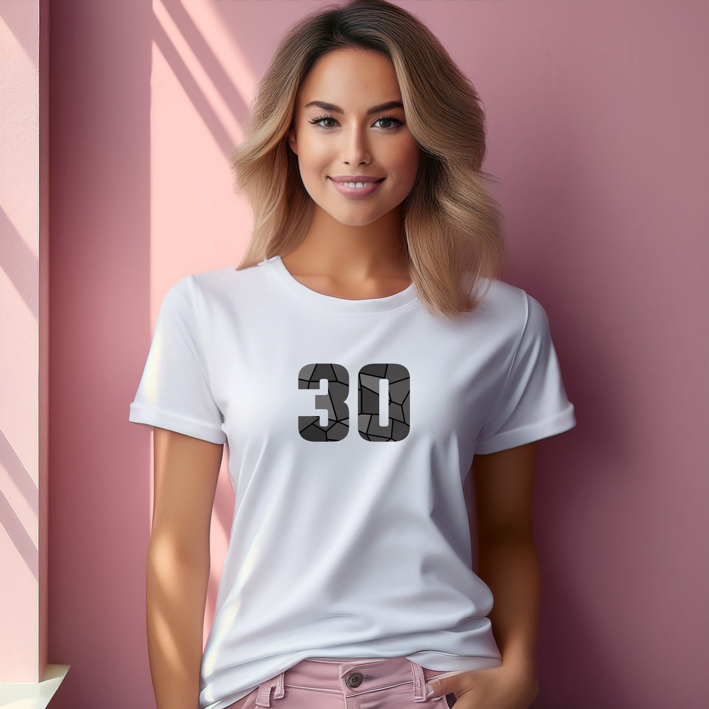 30 Number Women T-Shirt (White) | Stylish Numeric Graphic Tee