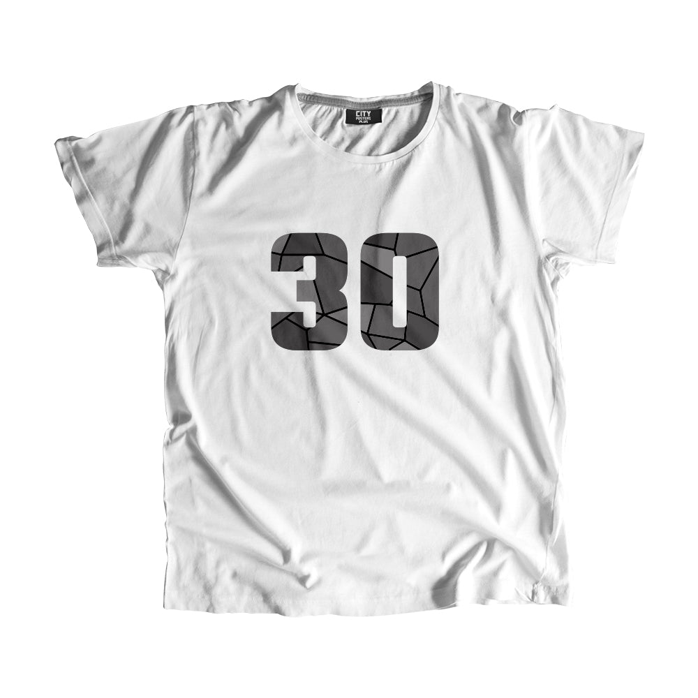 30 Number Men Unisex T-Shirt  (White)| Classic Numeric Graphic Tee