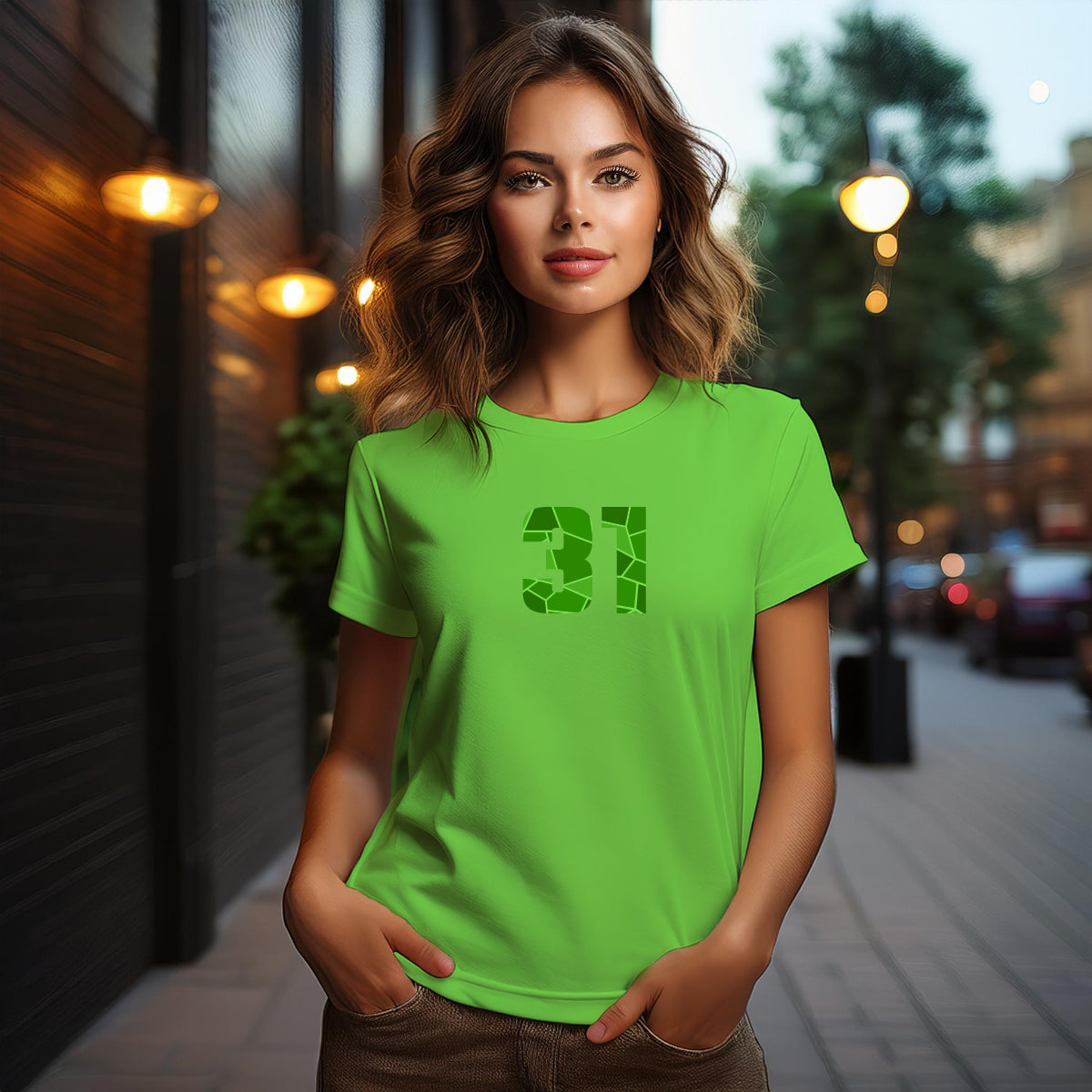 City Posters Plus 31 Number Women T-Shirt (Liril Green) | Stylish Numeric Graphic Tee