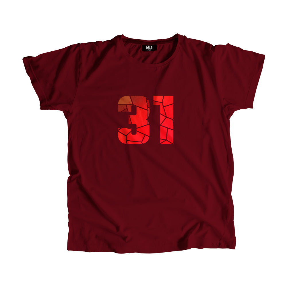 31 Number Men Unisex T-Shirt  (Maroon)| Classic Numeric Graphic Tee