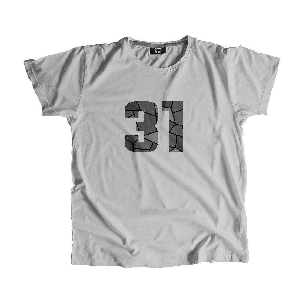 31 Number Men Unisex T-Shirt  (Melange Grey)| Classic Numeric Graphic Tee