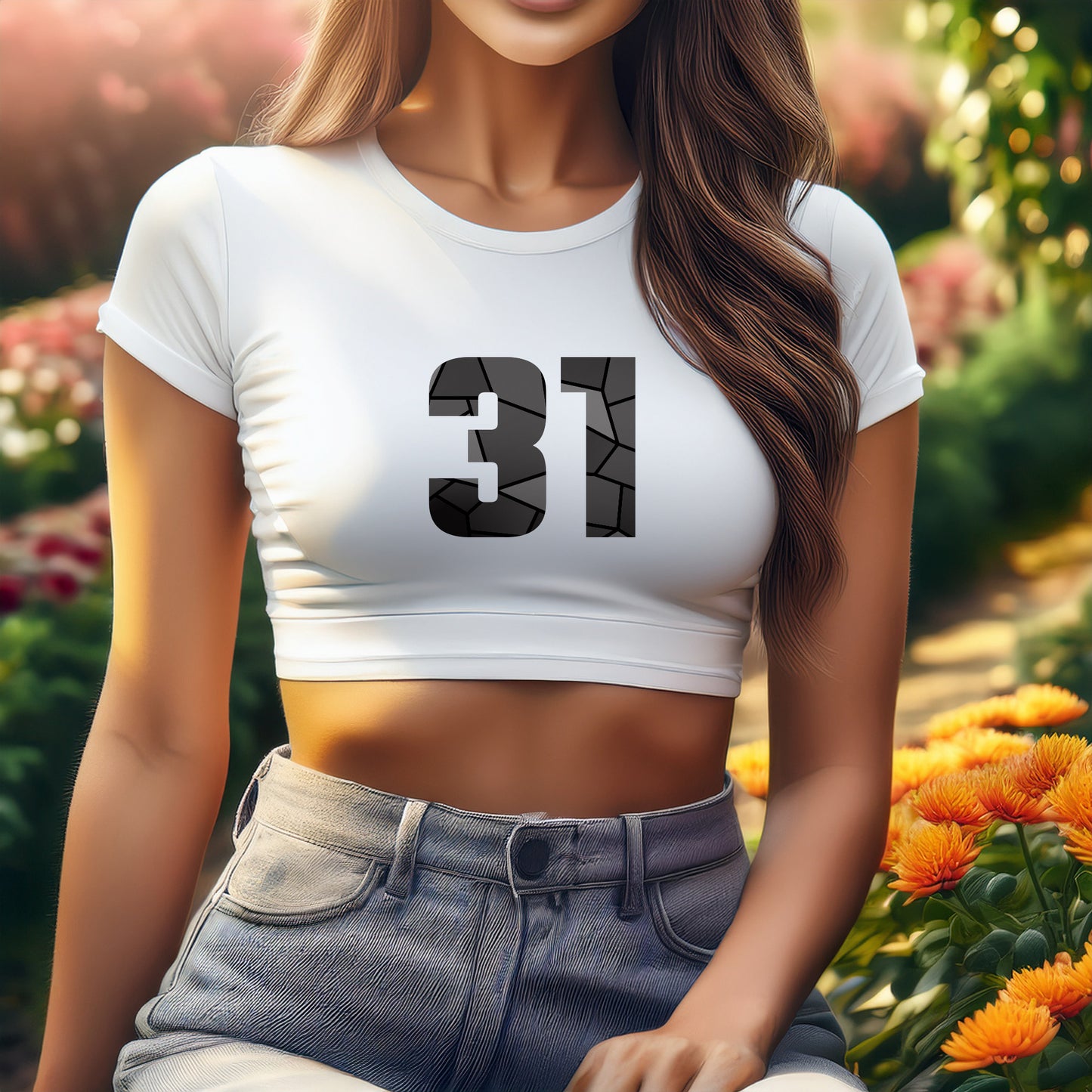 City Posters Plus 31 Number Women Crop Top (White)
