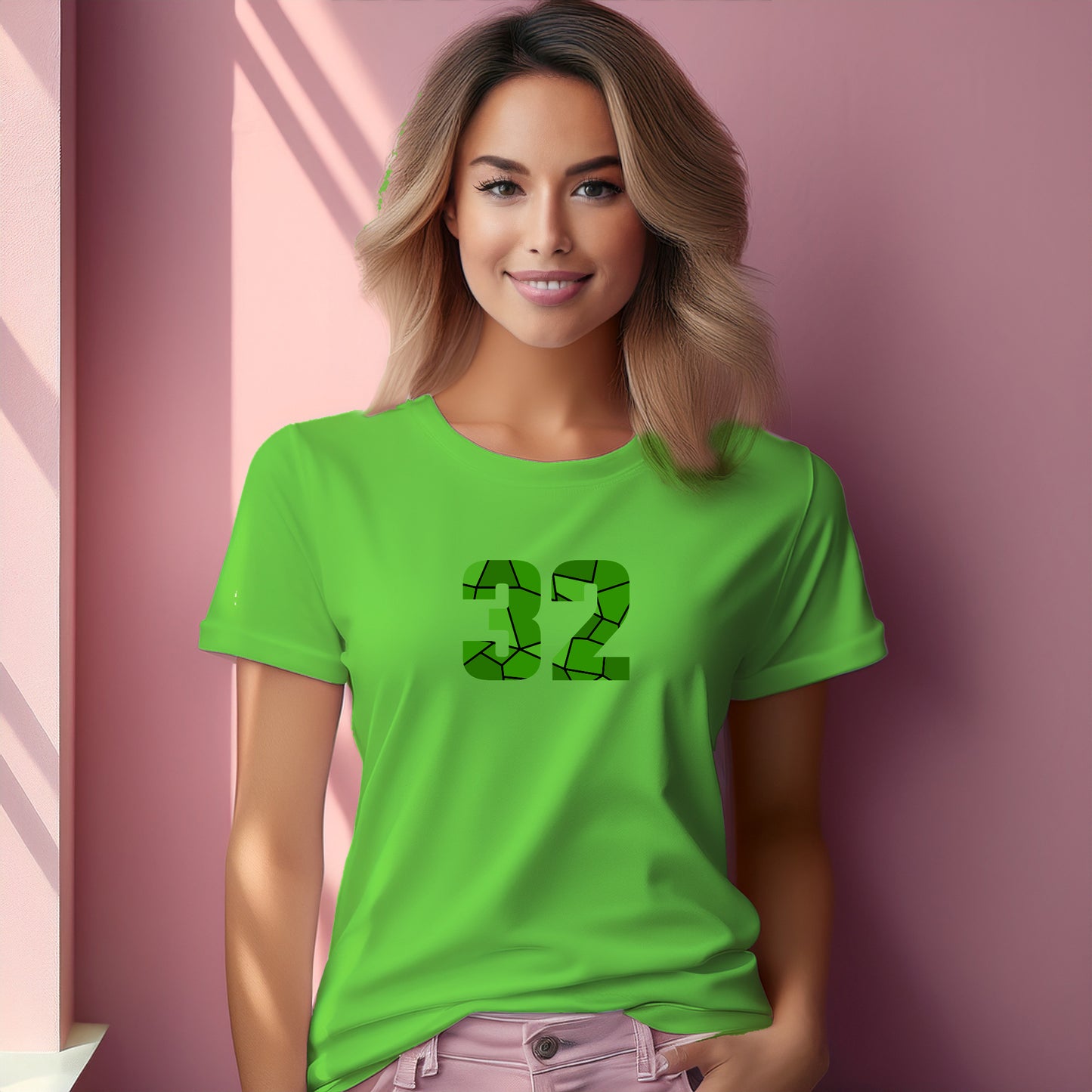 32 Number Women T-Shirt (Liril Green) | Stylish Numeric Graphic Tee