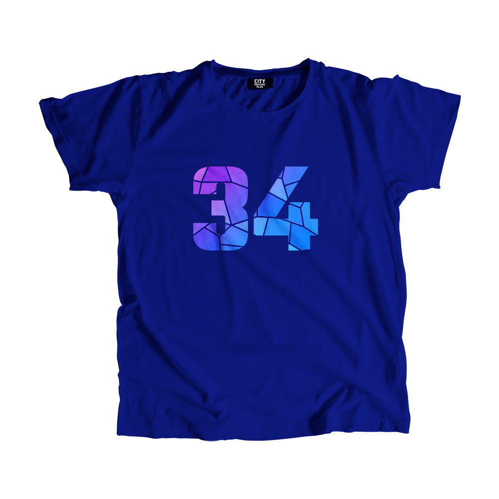 34 Number Men Unisex T-Shirt  (Royal Blue)| Classic Numeric Graphic Tee
