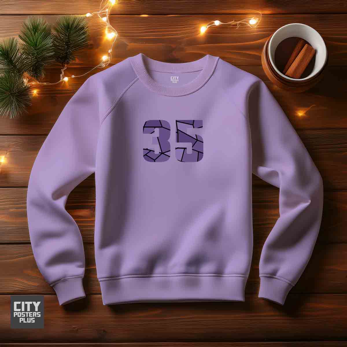 35 Number Unisex Sweatshirt (Iris Lavender)  Premium Graphic Crewneck