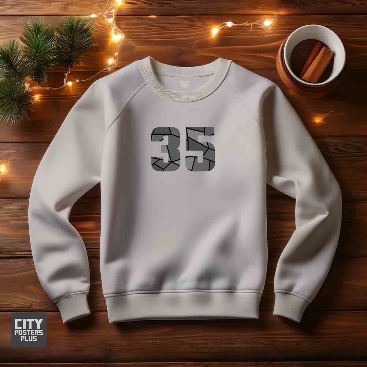 35 Number Unisex Sweatshirt (Melange Grey)  Premium Graphic Crewneck